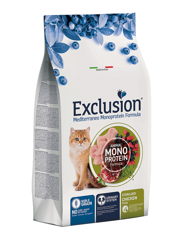 Exclusion - Exclusion Mediterraneo Cibo Per Gatti Sterilizzati Gusto Pollo 12Kg - Animalmania Store