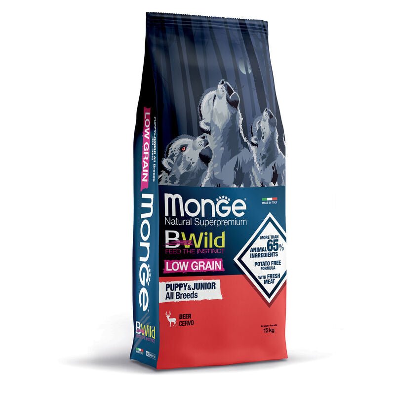 Monge - Monge Natural Superpremium Bwild Low Grain Cane Puppy Cervo - Animalmania Store