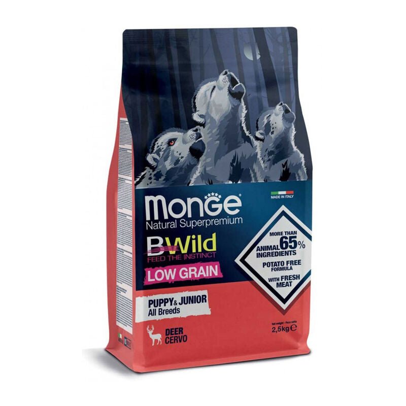 Monge - Monge Natural Superpremium Bwild Low Grain Cane Puppy Cervo - Animalmania Store
