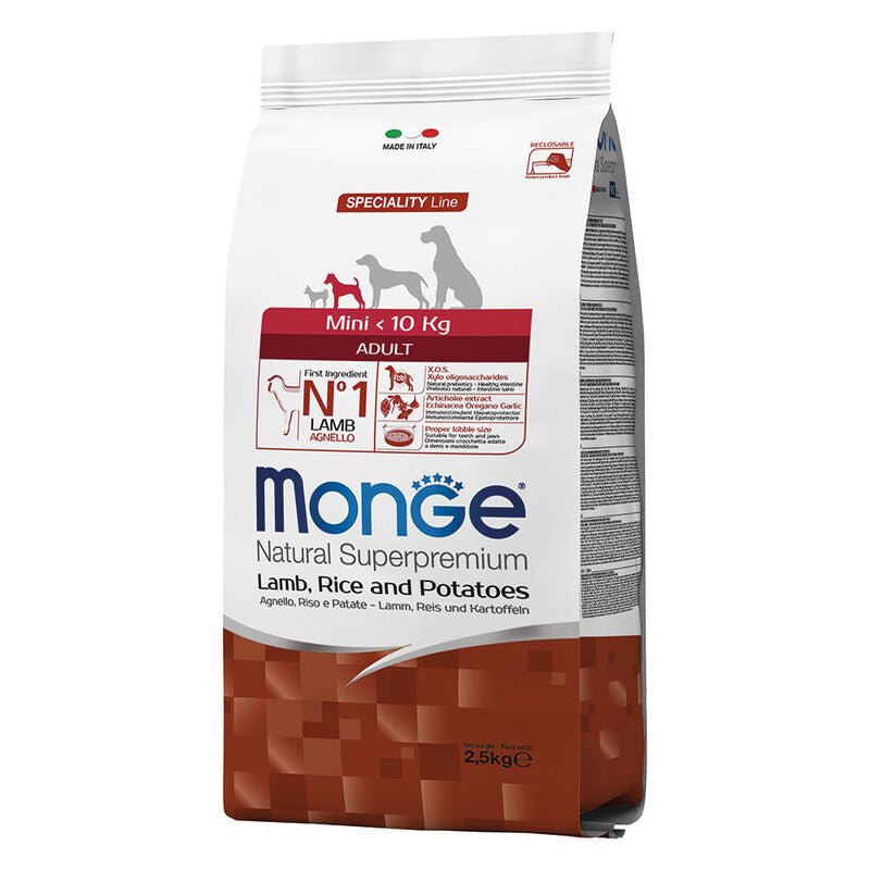 Monge - Monge Natural Superpremium Cane Adult Mini Agnello, Riso & Patate - Animalmania Store