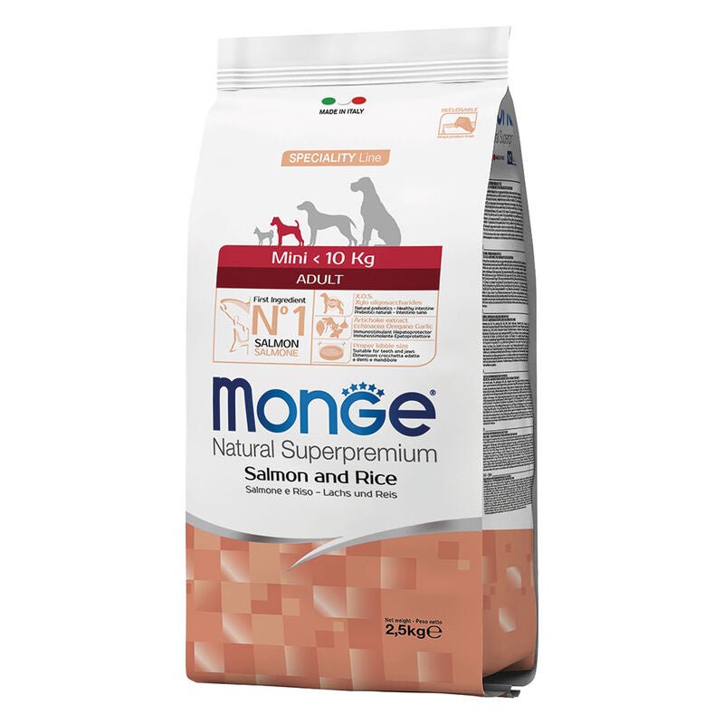 Monge - Monge Natural Superpremium Cane Adult Mini Salmone & Riso - Animalmania Store