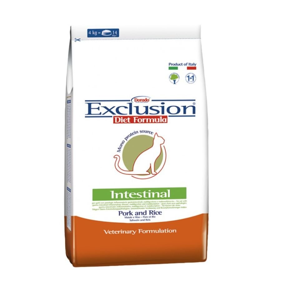 Exclusion - Exclusion Intestinal cibo per gatti gusto Maiale e Riso 2Kg - Animalmania Store
