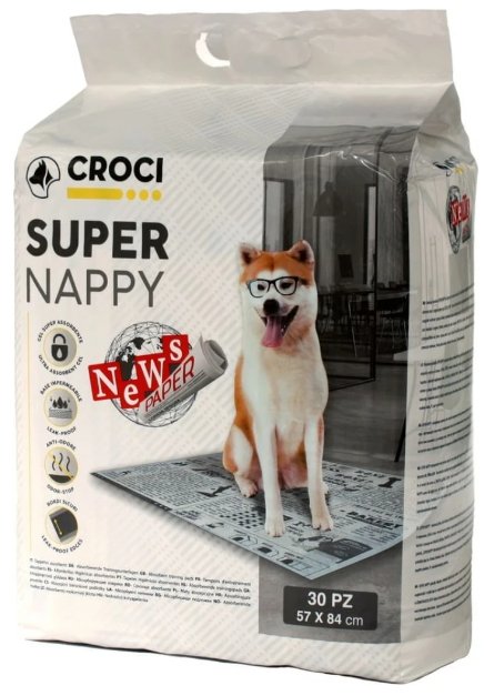 Croci - Tappetini Assorbenti Newspaper 84x57 30PZ . - Animalmania Store