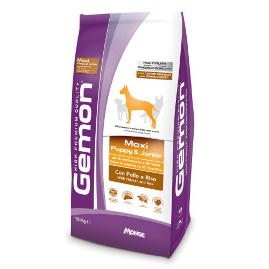 Monge - Monge Cibo Per Cani Linea Gemon Maxy Puppy E Junior Pollo E Riso 15Kg - Animalmania Store