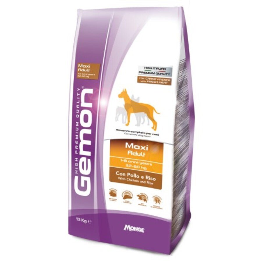 Monge - Monge Cibo Per Cani Linea Gemon Maxi Adult Pollo E Riso 15Kg - Animalmania Store