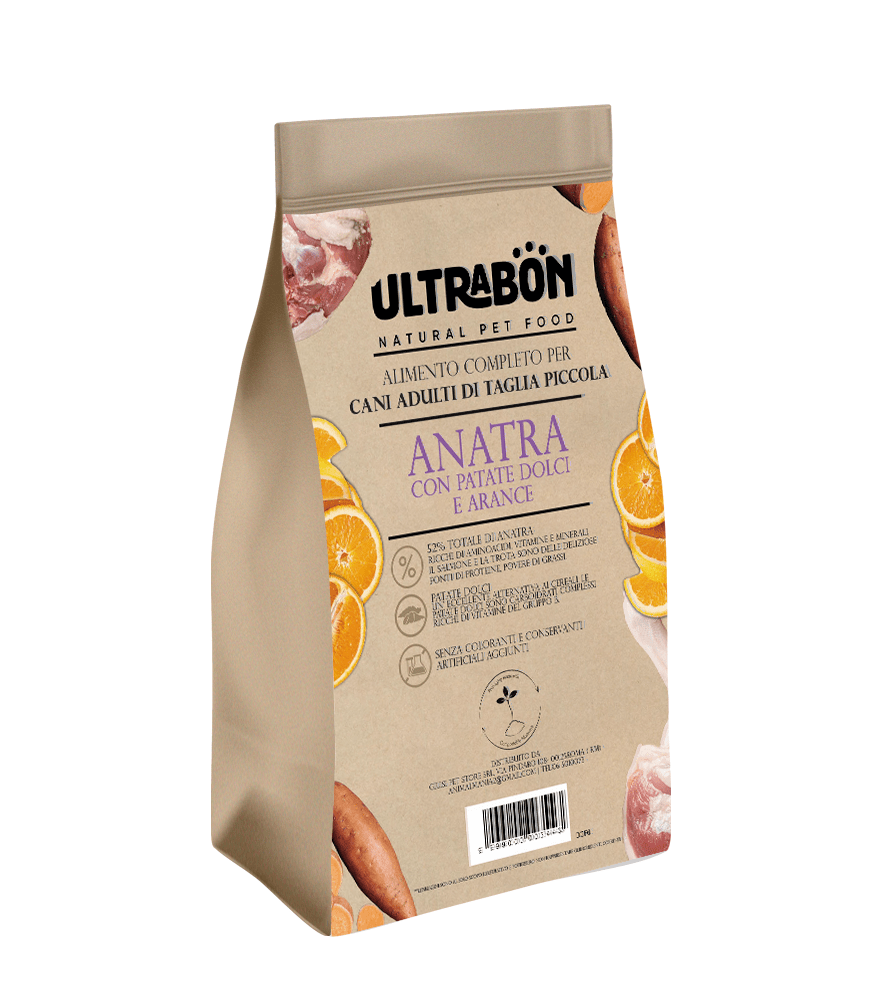 Ultrabon - Ultrabon Cibo Per Cani Adulti Taglia Piccola Gusto Anatra Patate Dolci E Arancia - Animalmania Store