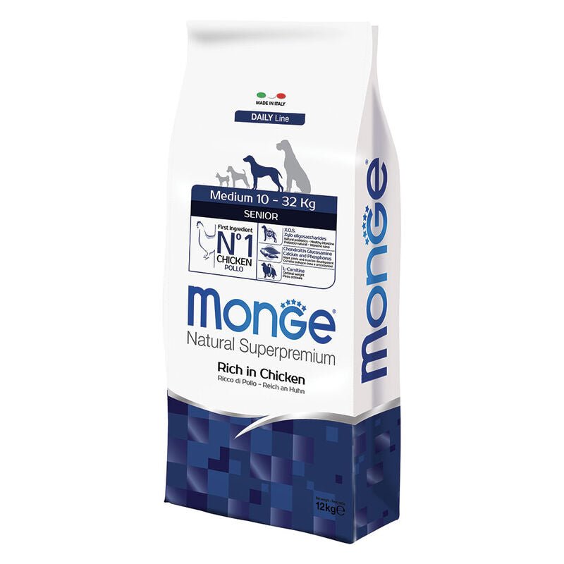 Monge - Monge Natural Superpremium Cane Anziano Medium Pollo 12 Kg - Animalmania Store