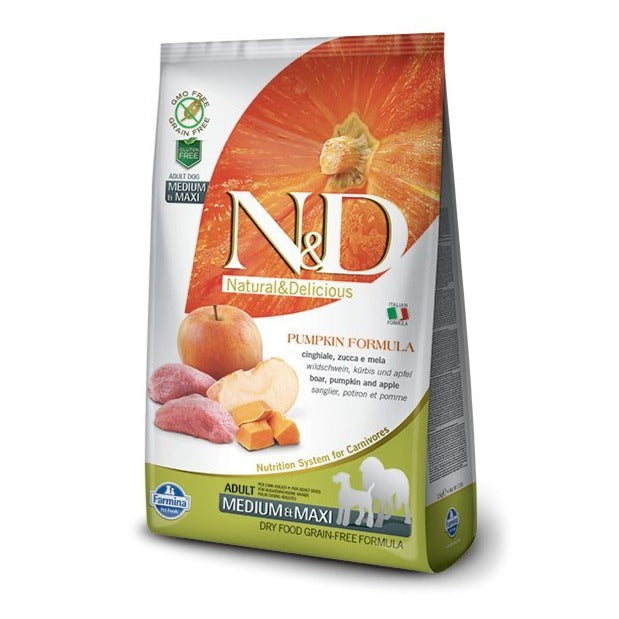 Farmina - N&D Pumpkin Dog Cinghiale E Mela Adult Medium/Maxi - Animalmania Store