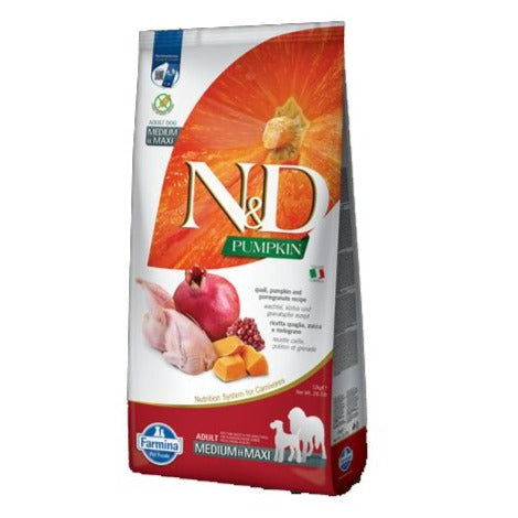 Farmina - N&D Pumpkin Dog Quaglia E Melograno Adult Medium & Maxi 12Kg - Animalmania Store