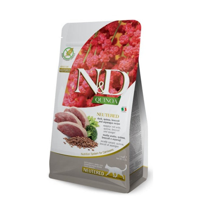 Farmina - N&D Quinoa Cat Duck Broccoli Asparagus Neutered Adult 1,5 Kg - Animalmania Store