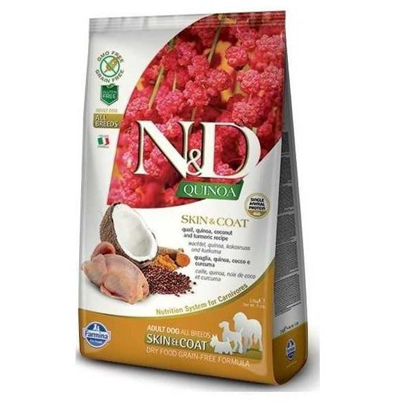 Farmina - N&D Quinoa Dog Skin&Coat Quaglia,Cocco E Curcuma Adult Mini - Animalmania Store