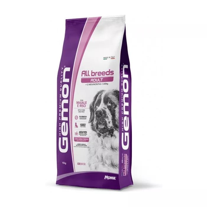 Monge - Gemon Cane All Breeds Adulto Con Maiale & Riso 15 Kg - Animalmania Store
