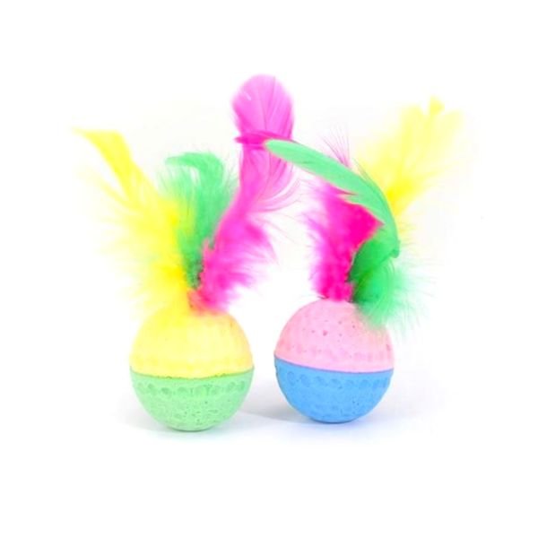 Camon - Camon Palline In Spugna Con Piuma Per Gatti - Animalmania Store