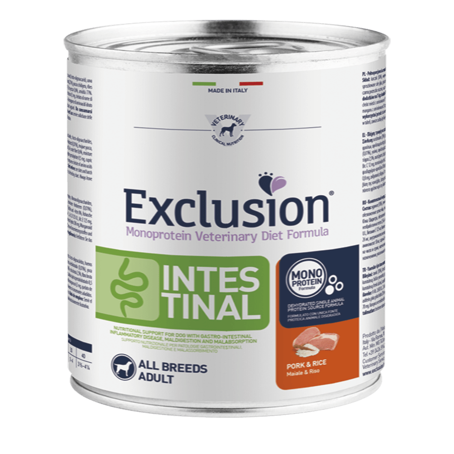 Exclusion - Exclusion Intestinal Cane Gusto Maiale E Riso 400Gr - Animalmania Store