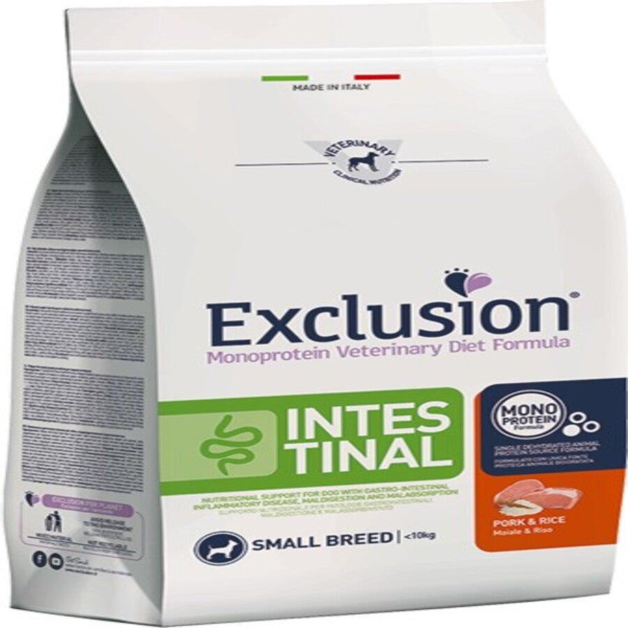 Exclusion - Exclusion Intestinal Cane Taglia Piccola Gusto Maiale E Riso 2Kg - Animalmania Store