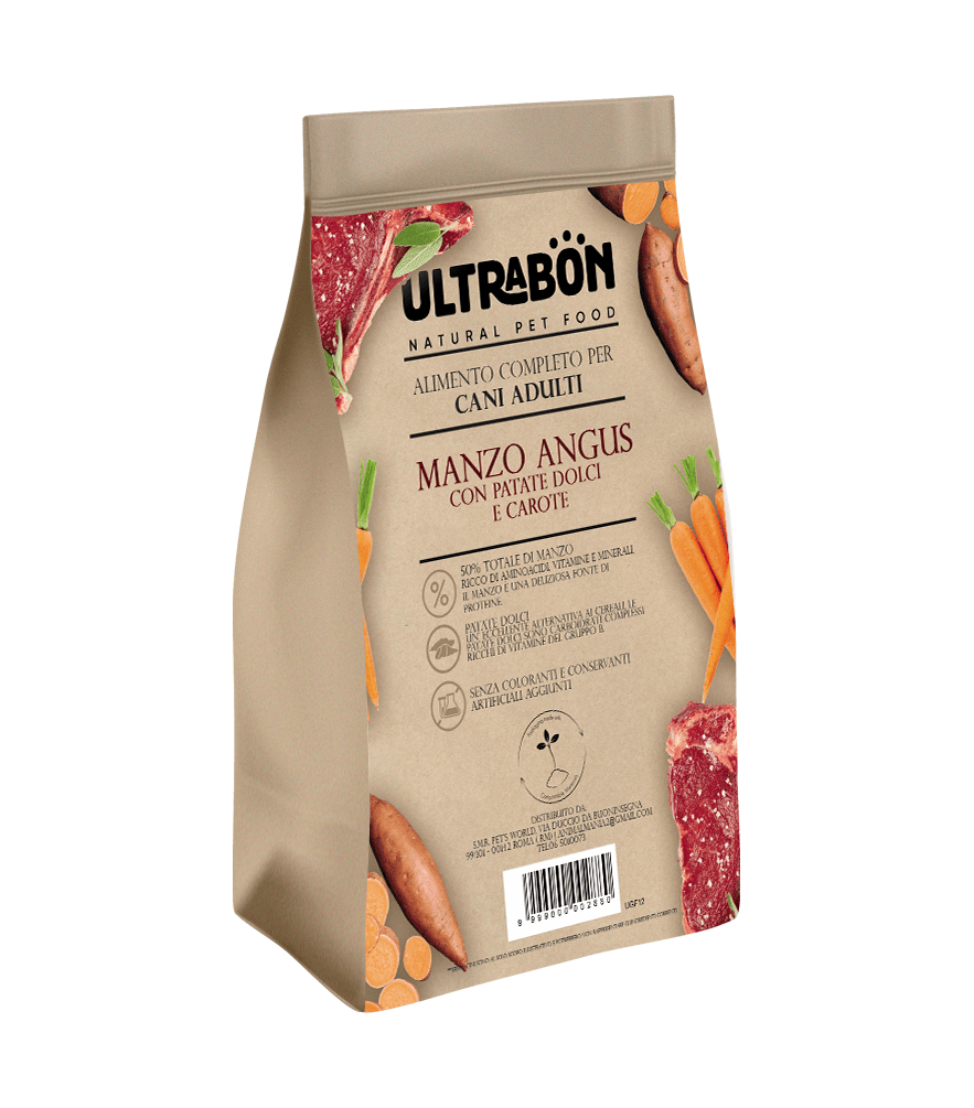 Ultrabon - Ultrabon Cibo Per Cani Adulti Gusto Manzo Patate Dolci E Carote - Animalmania Store