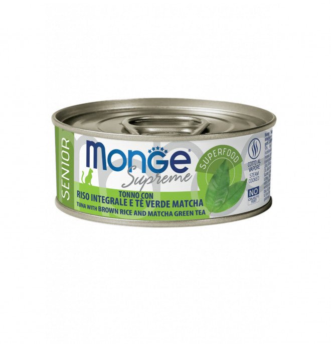 Monge - Monge Supreme Gatto Anziano 80Gr In Lattina Tonno, Riso Integrale E Matcha - Animalmania Store