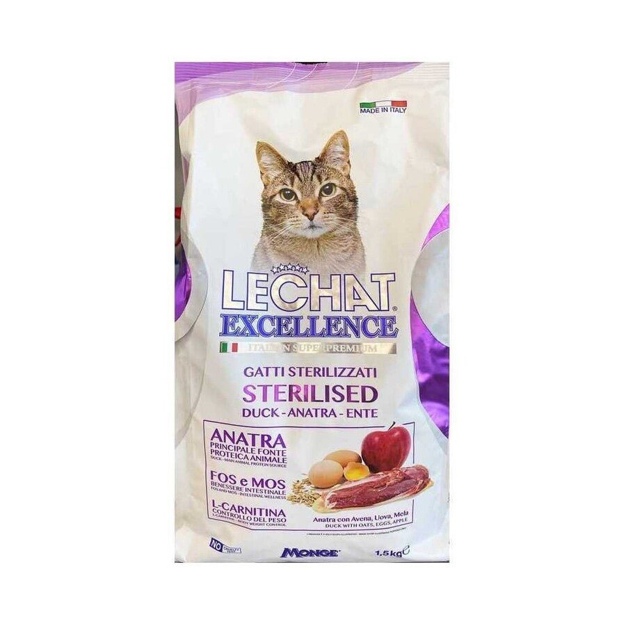 Monge - Monge Cibo Per Gatti Linea Lechat Sterilized Anatra 1.5Kg - Animalmania Store