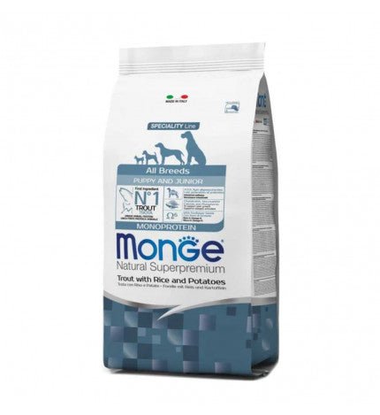Monge - Monge Natural Superpremium Cane Puppy E Junior Trota, Riso E Patate - Animalmania Store