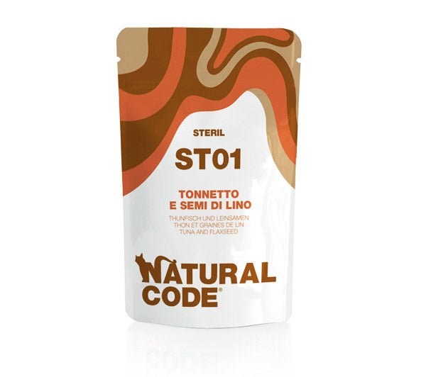 Natural Code - Natural Code Cat Pouches St01 Sterilized Tonnetto E Semi Di Lino - Animalmania Store