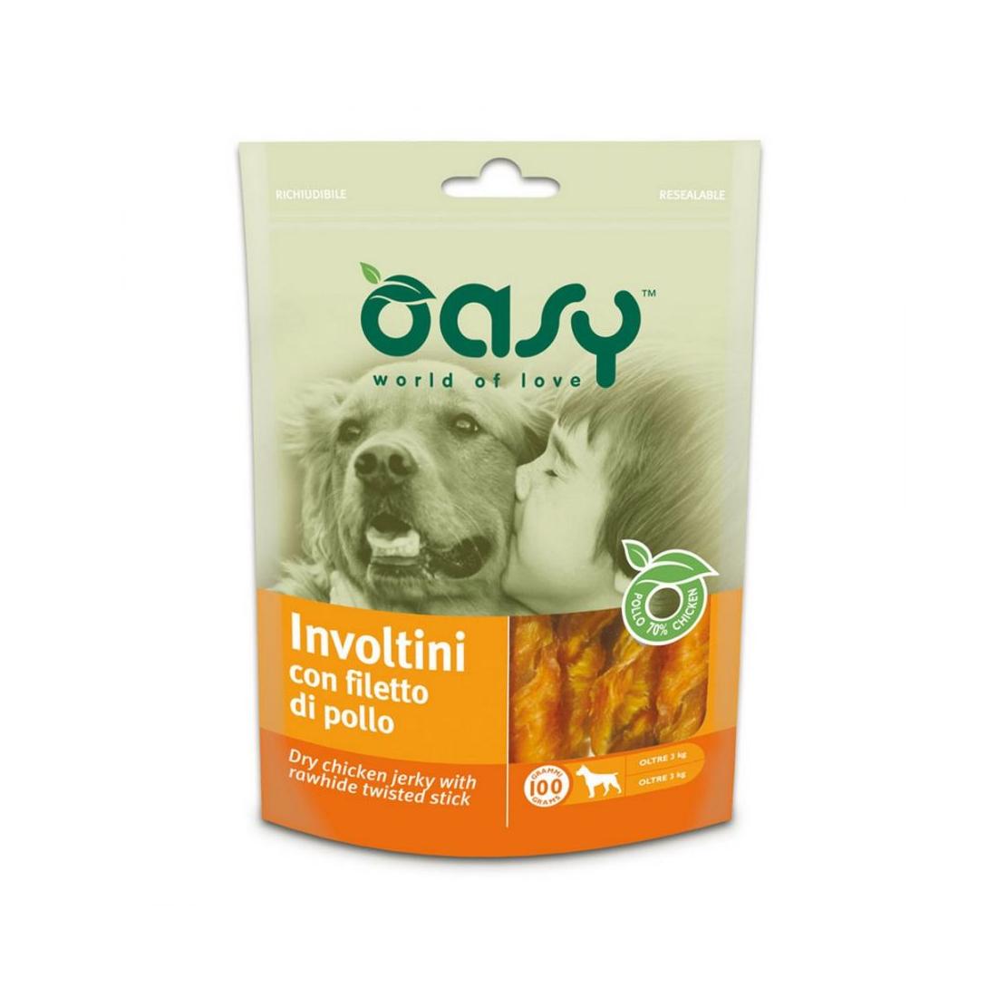 Oasy - Oasy Snack Dog - Involtini Con Filetto Di Carne Busta 100 Gr - Animalmania Store