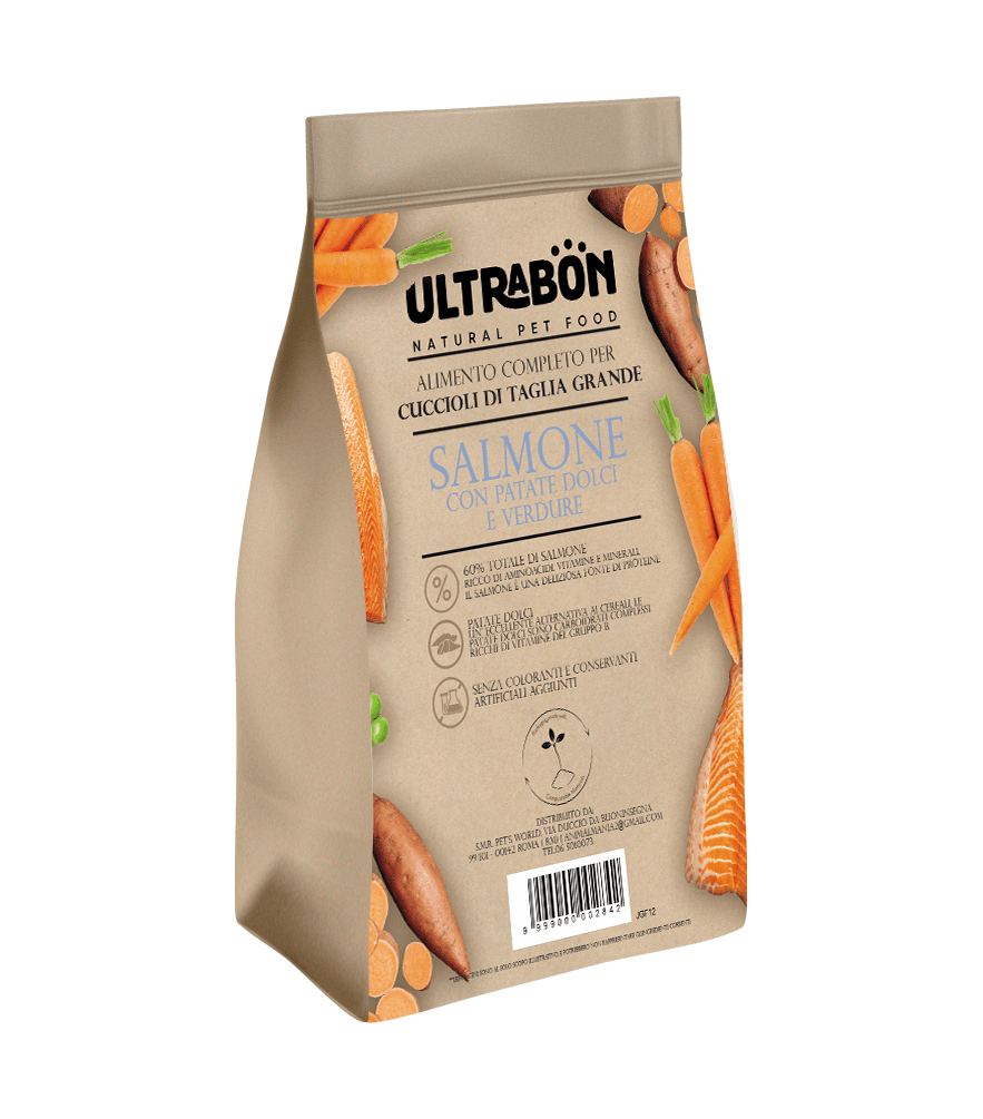 Ultrabon - Ultrabon Cibo Per Cani Puppy Di Taglia Grande Gusto Salmone Con Patate E Verdure - Animalmania Store