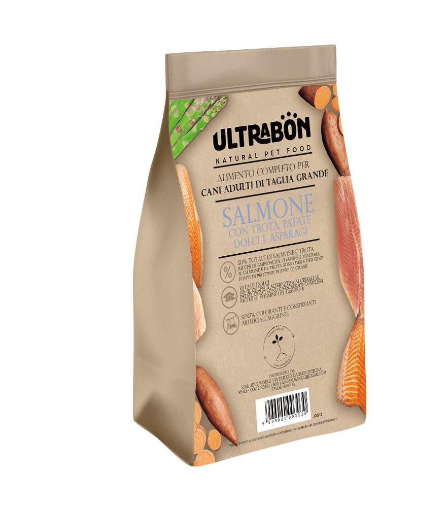 Ultrabon - Ultrabon Cibo Per Cani Di Taglia Grande Gusto Salmone Trota Patate Dolci - Animalmania Store