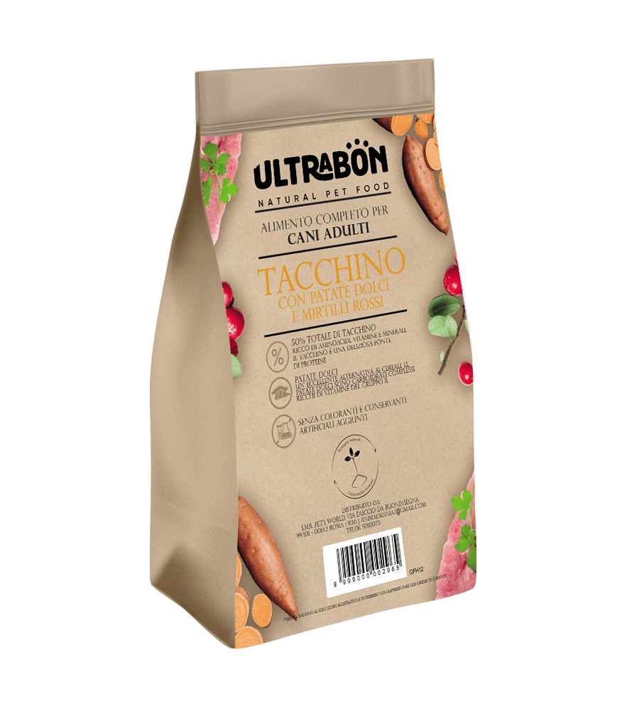 Ultrabon - Ultrabon Cibo Per Cani Adulti Gusto Tacchino, Patate E Mirtillo - Animalmania Store