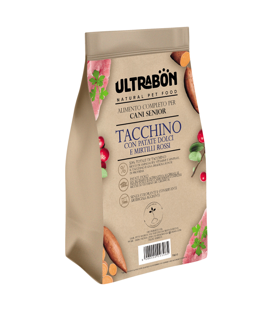 Ultrabon - Ultrabon Cibo Per Cani Senior Gusto Tacchino Con Patate E Mirtilli - Animalmania Store