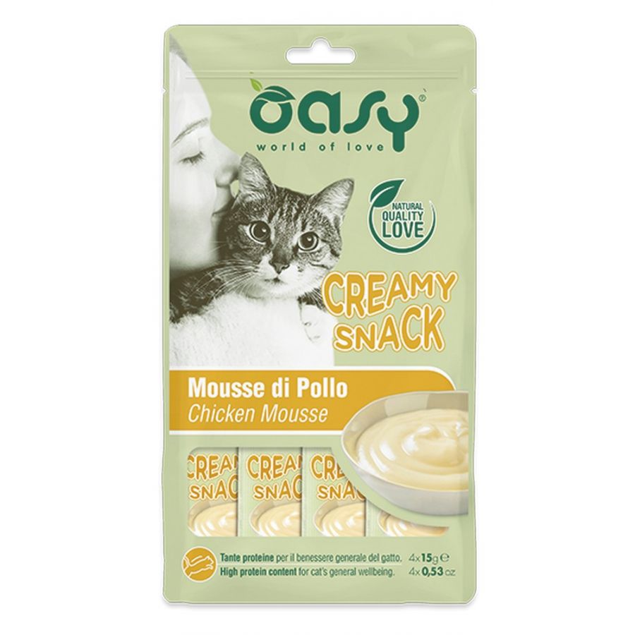 Oasy - Oasy Gatto Snack Creamy Mousse Cf. (4X15) Gr - Animalmania Store