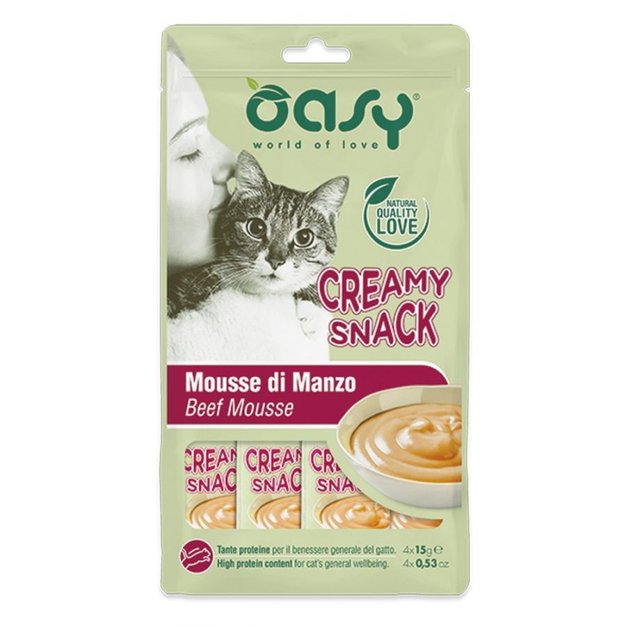 Oasy - Oasy Gatto Snack Creamy Mousse Cf. (4X15) Gr - Animalmania Store