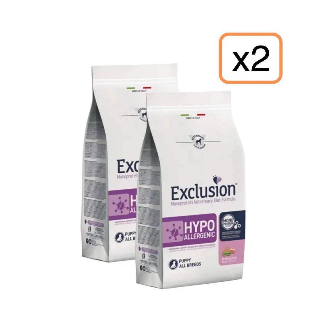 Exclusion - Exclusion Monoprotein Veterinary Diet Hypoallergenic Puppy All Breeds Maiale&Piselli 12Kg X 2 - Animalmania Store