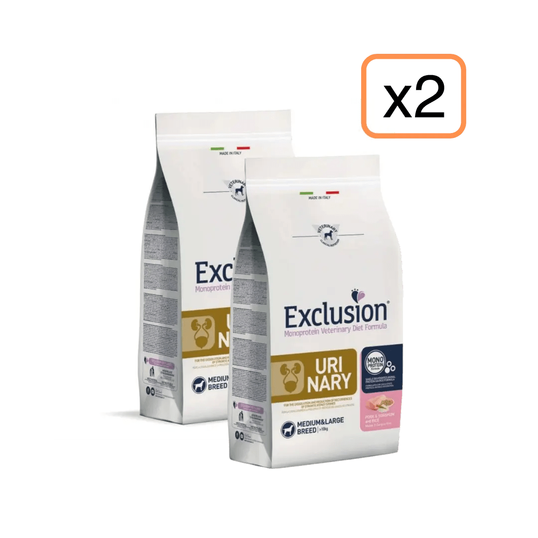 Exclusion - Exclusion Monoprotein Veterinary Diet Urinary Adulto Medium&Large Maiale, Sorgo&Riso 12Kg X 2 - Animalmania Store