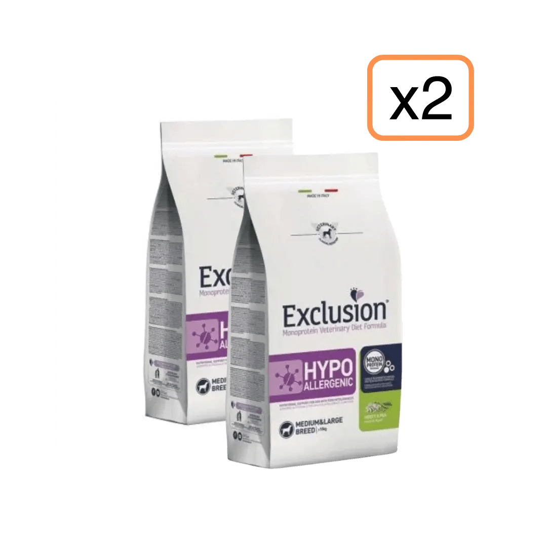 Exclusion - Exclusion Monoprotein Veterinary Diet Hypoallergenic Adulto Medium&Large 12Kg X 2 - Animalmania Store