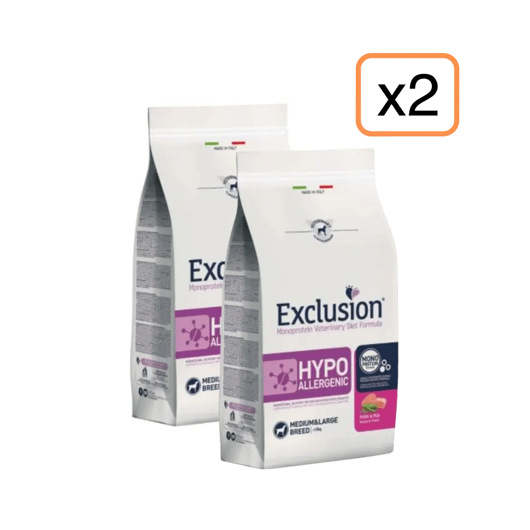 Exclusion - Exclusion Monoprotein Veterinary Diet Hypoallergenic Adulto Medium&Large 12Kg X 2 - Animalmania Store