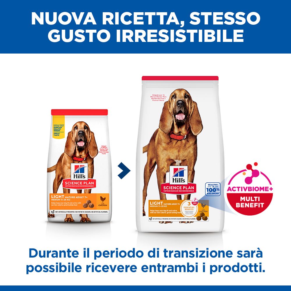 HILL'S SCIENCE PLAN Mature Adult Light Medium Alimento secco per cani al pollo - 14kg