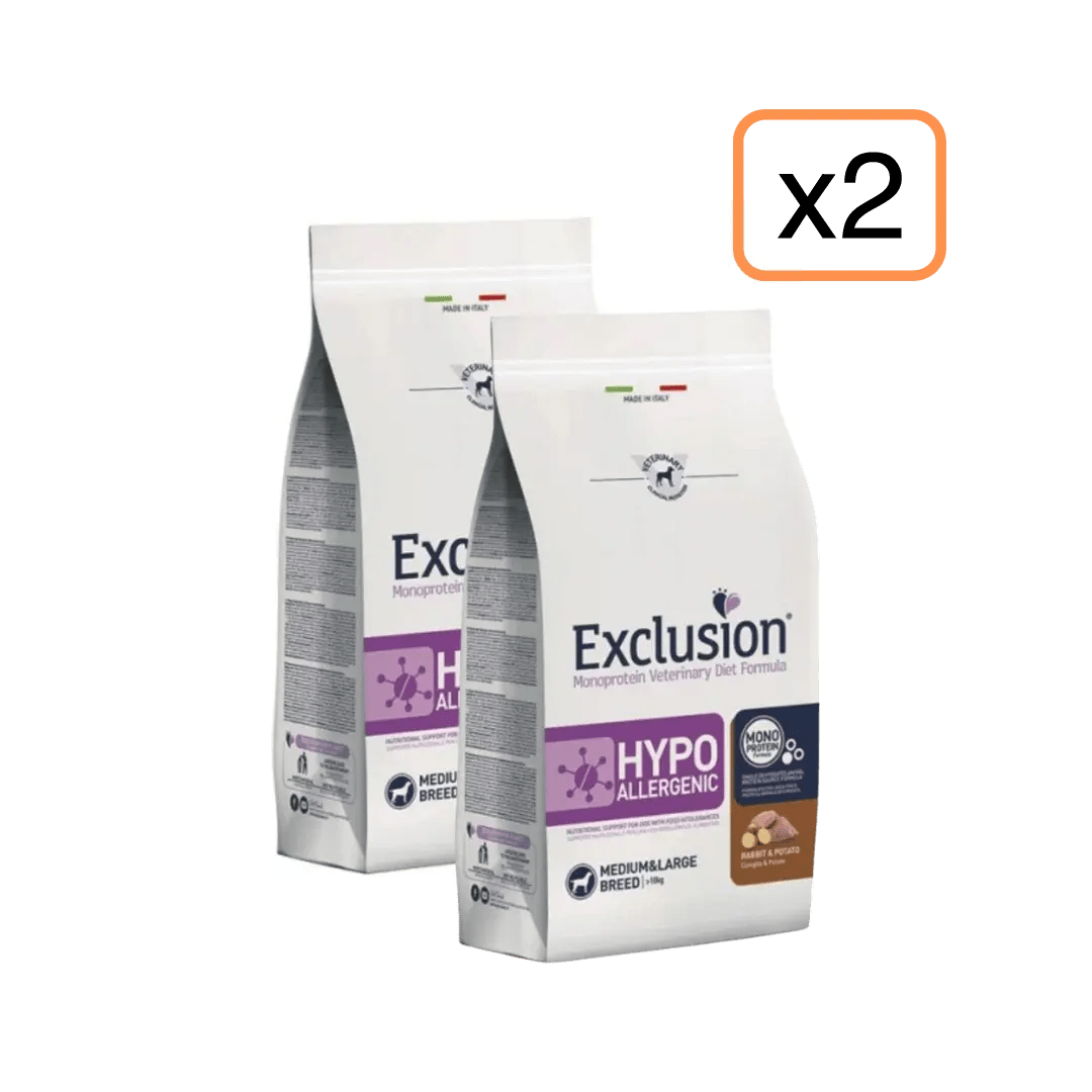 Exclusion - Exclusion Monoprotein Veterinary Diet Hypoallergenic Adulto Medium&Large 12Kg X 2 - Animalmania Store