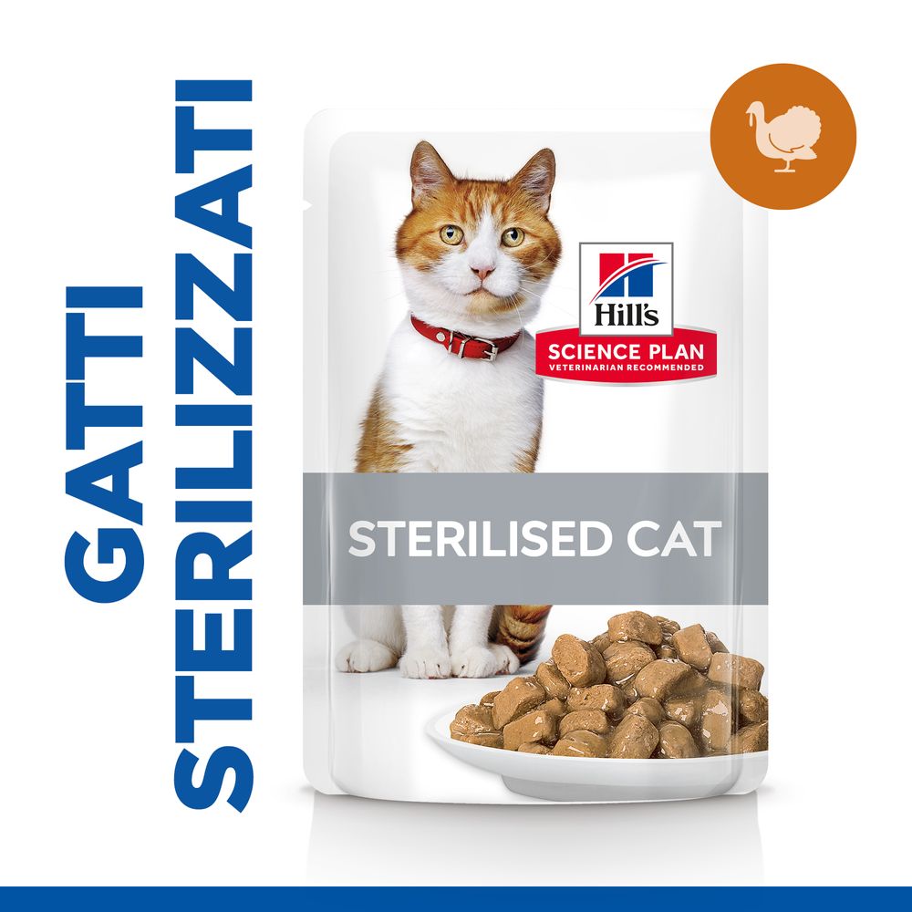 Hill's Science Plan - Hill's Science Plan Adult Sterilised Cat Alimento per Gatti con Tacchino Bustina - Animalmania Store