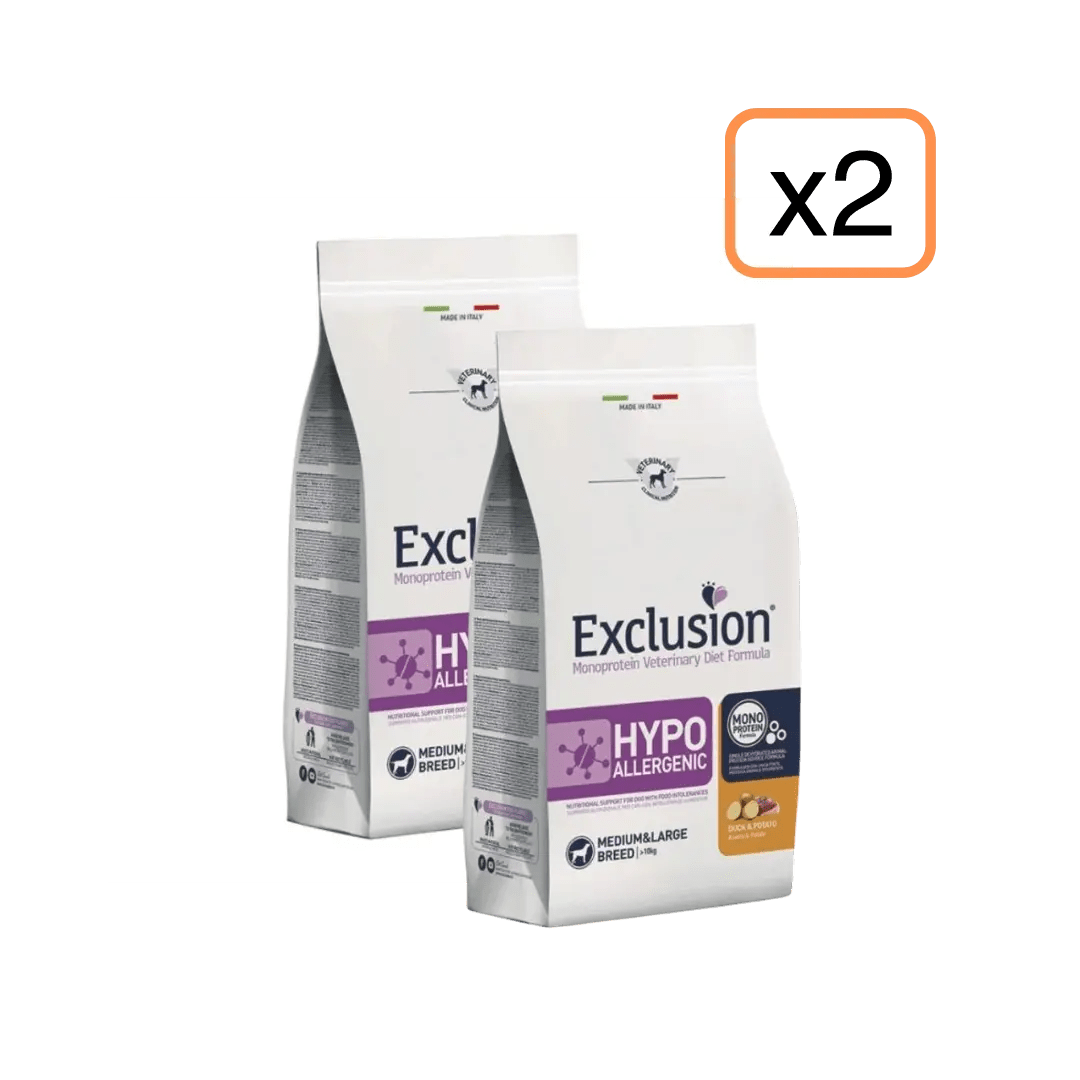 Exclusion - Exclusion Monoprotein Veterinary Diet Hypoallergenic Adulto Medium&Large 12Kg X 2 - Animalmania Store