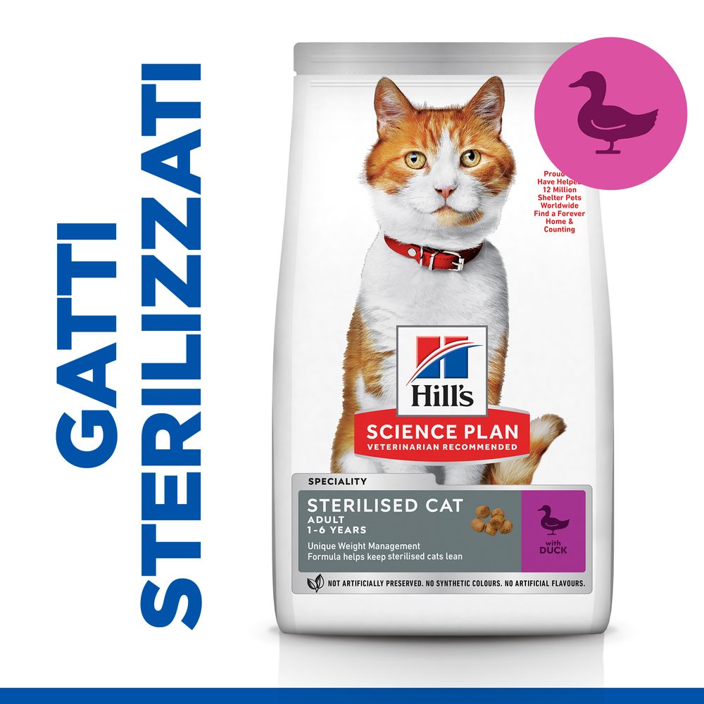Hill's Science Plan - Hill's Science Plan STERILISED CAT ADULT ALIMENTO PER GATTI con ANATRA - Animalmania Store