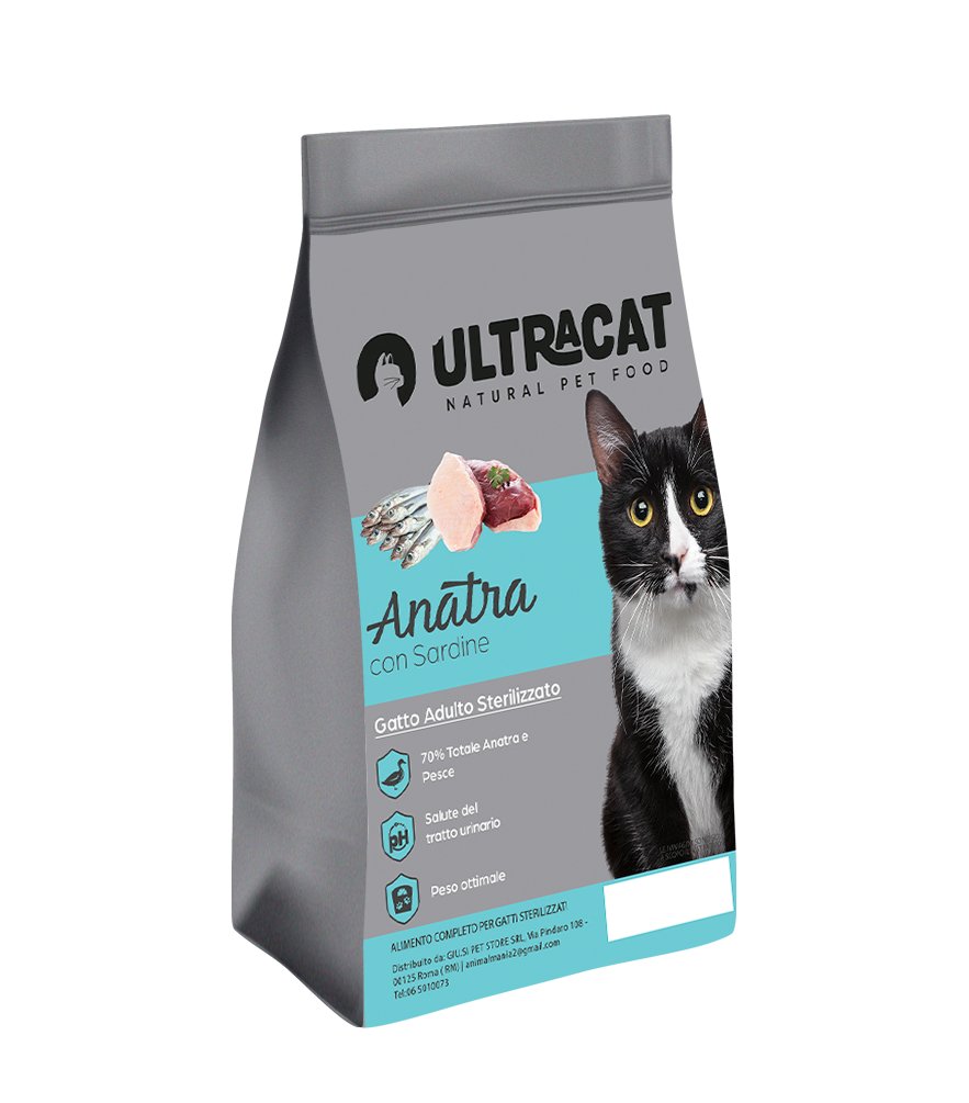 Ultracat - Ultracat Gatto Adulto Sterilizzato Anatra con Sardine - Animalmania Store