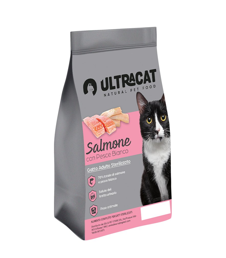 Ultracat - Ultracat Gatto Adulto Sterilizzato Salmone con Pesce Bianco - Animalmania Store