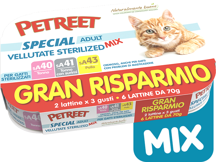 Petreet Vellutata Mix Multipack 70Gx6 Cibo Umido Per Gatti