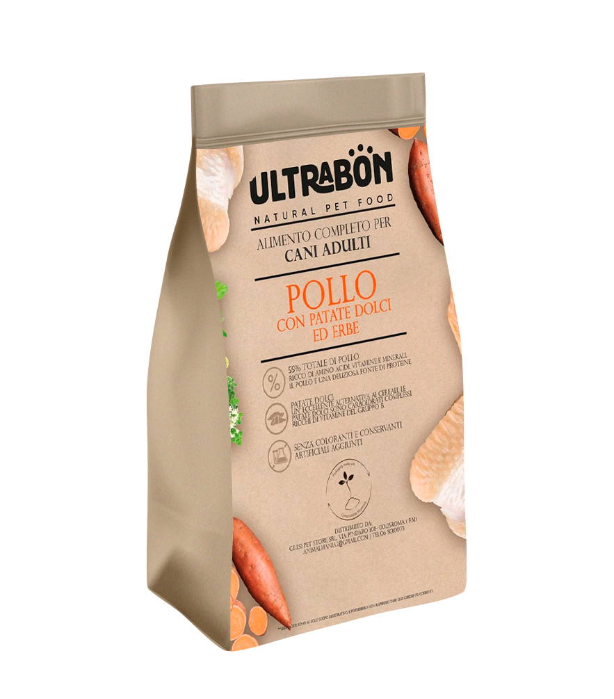 Ultrabon Cibo Per Cani Adulti  Gusto Pollo Patate Dolci E Erbe