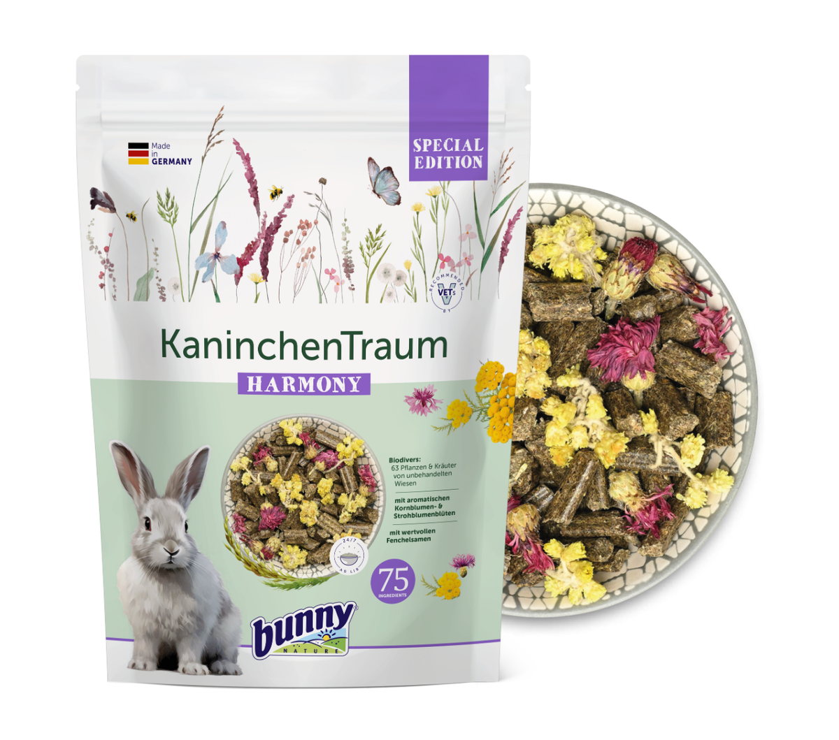 Bunny Sogno per Conigli Special Edition Harmony 1,5 kg, confezione e alimento