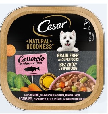 Cesar - Cesar Natural Goodness Casserole Cibo Umido Cane con Salmone Spinaci e Carote 100 g - Animalmania Store