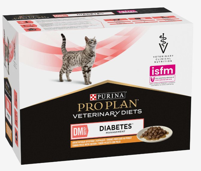 Purina Pro Plan - Purina Pro Plan Veterinary Diet Dm Diabetes Management Per Gatto Con Pollo Multipack 10X85Gr - Animalmania Store