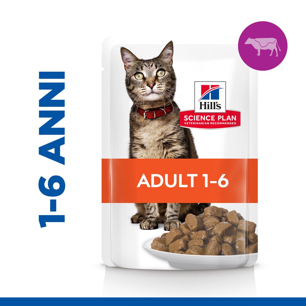 Hill's Science Plan - Hill's Science Plan Adult Alimento per Gatti con Manzo Bustina - Animalmania Store