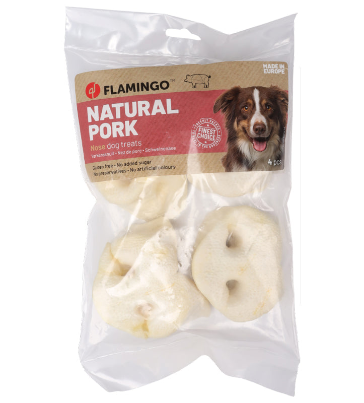 Flamingo Nature Snack Muso di Maiale per Cani, 4 pezzi