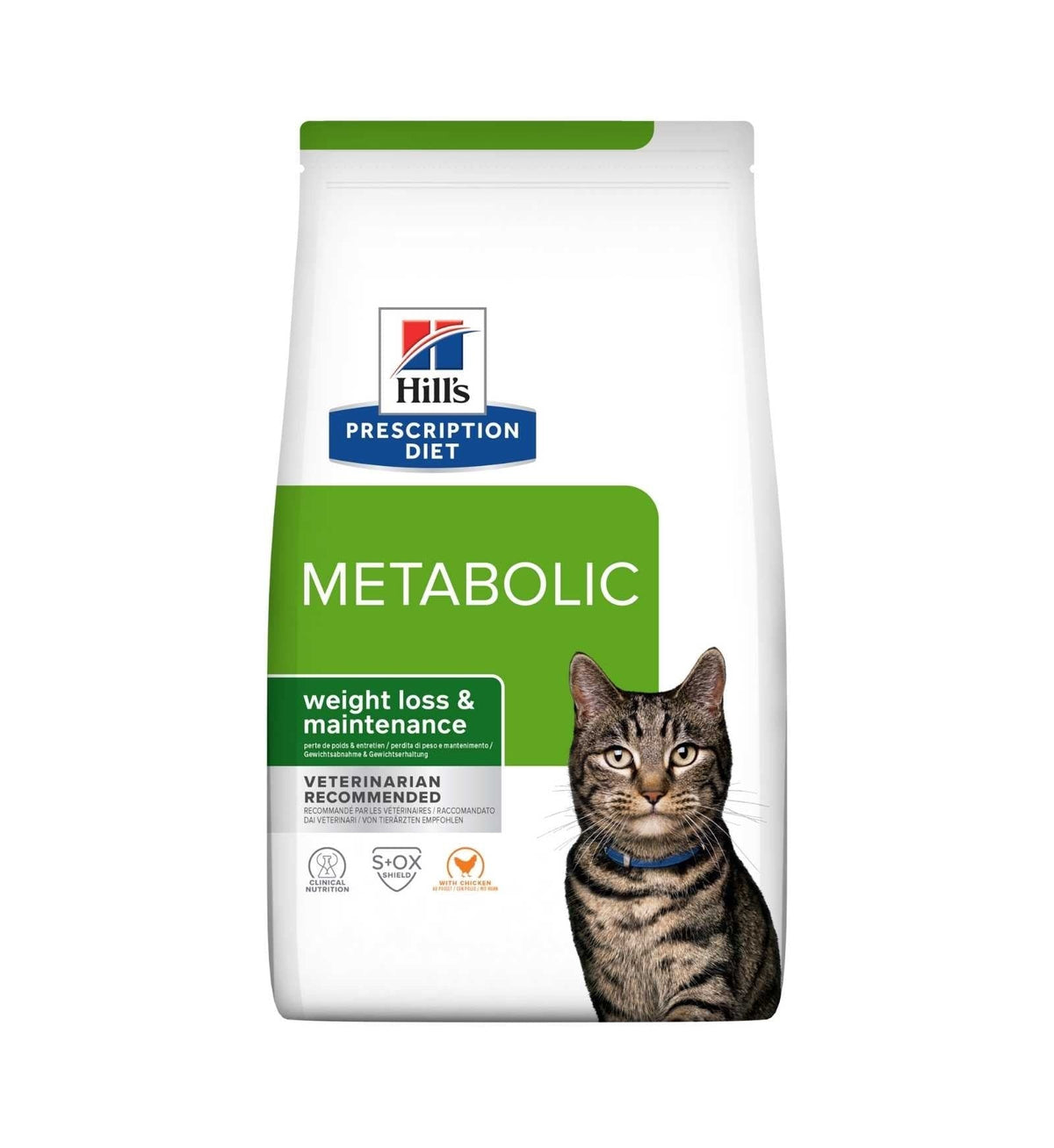 Hill's Prescription Diet Metabolic gatto al pollo sacco 8 kg, crocchette dietetiche per il controllo del peso